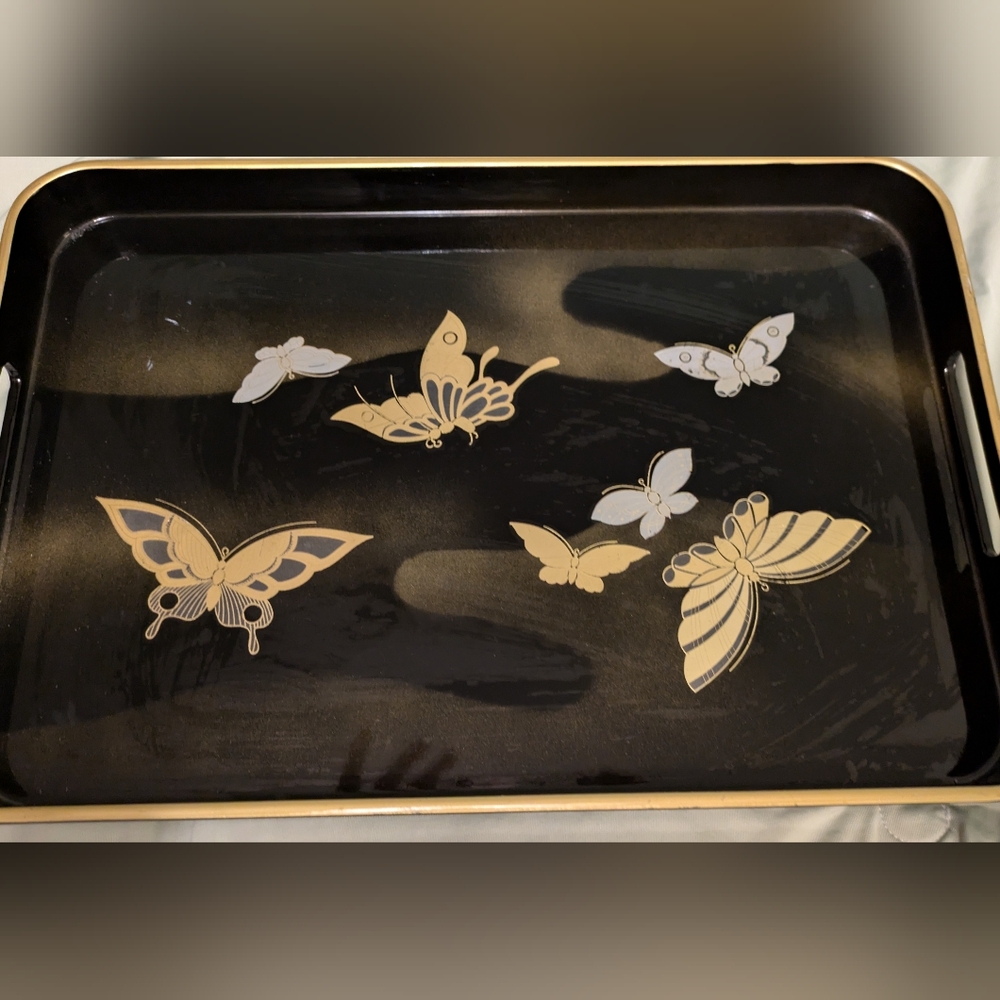 Vintage lacquered Japanese butterfly tray from Smithsonian Institution